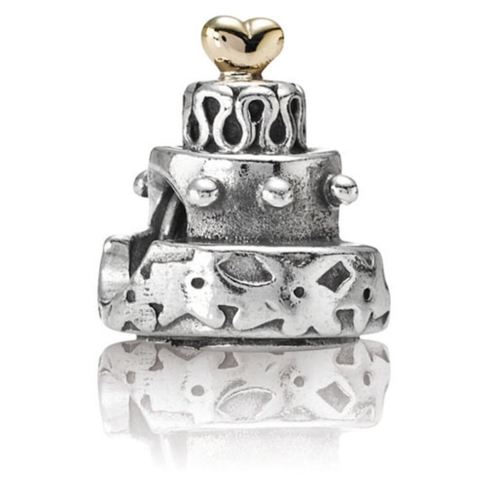 Authentic Pandora Retired Wedding/Birthday Celebration Cake Charm SS/14KY